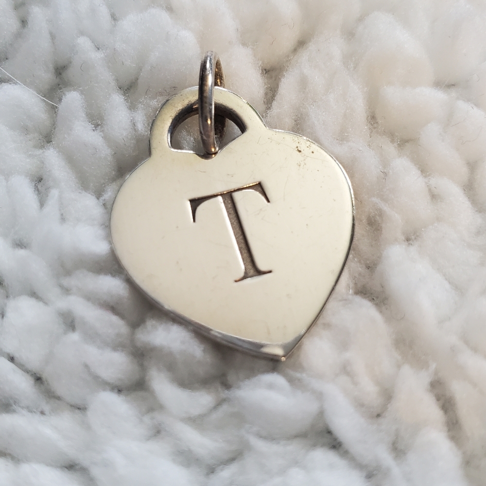 Sterling Silver T Monogram Tiffany & Co. Heart charm